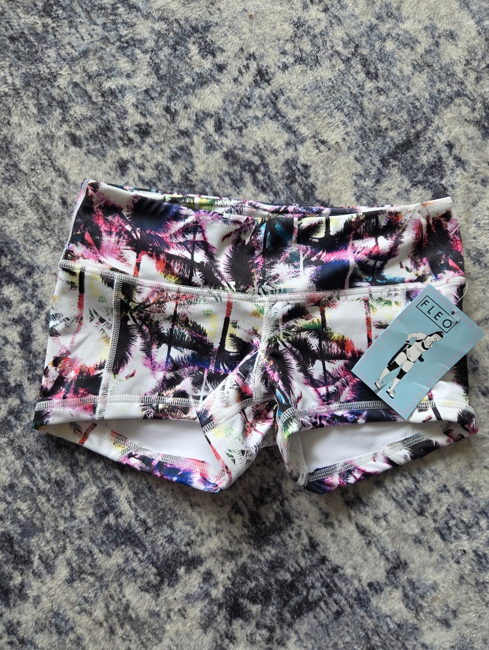 FLEO Multi-Color Palm Tree Print Athletic Shorts
